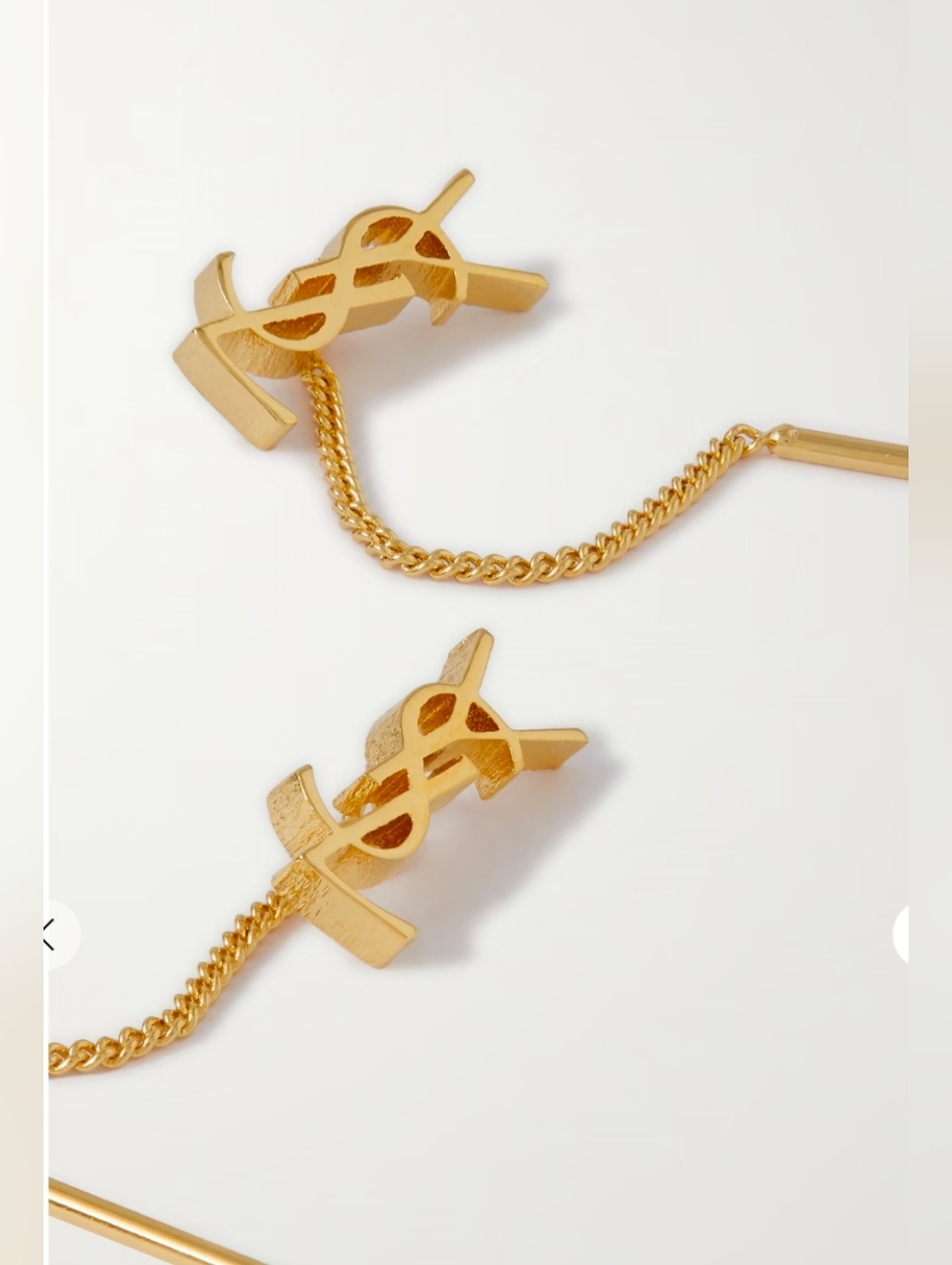 Saint Laurent Gold YSL Logo Drop Earrings - Picture 4 of 8